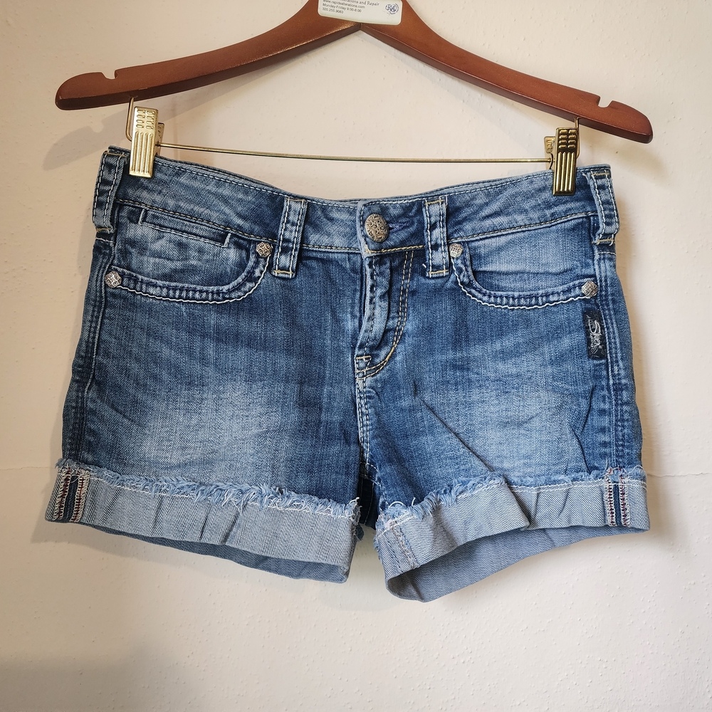 Silver Jeans Distressed Blue Jean Shorts